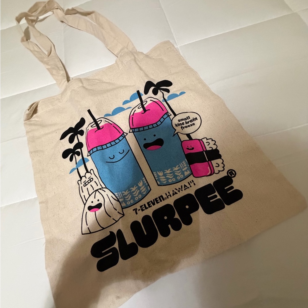 Slurped Exclusive Hawaii Graphic Tote Bag - Natural Canvas with Blue & Pink